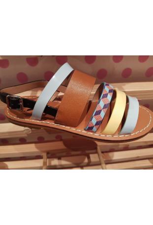 VANESSA WU : sandales plates multibrides bleues - collection printemps/été 2017