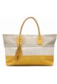 TOM&EVA : Sac fourre-tout tricolore rayures et pompon ref 16D-1550 - collection printemps/été 2017