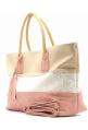 TOM&EVA : Sac fourre-tout tricolore rayures et pompon ref 16D-1550 - collection printemps/été 2017