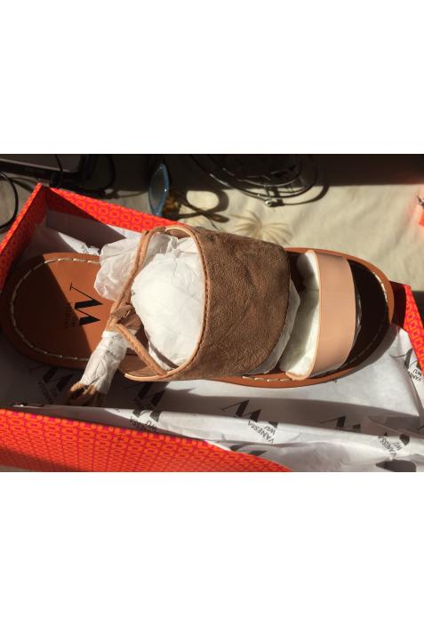 VANESSA WU : sandales plates nude à lacets ref SD1150ND - collection printemps/été 2017