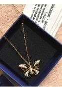 SWAROVSKI : collier pendentif "papillon" plaqué or, neuf avec certificat dans sa boîte
